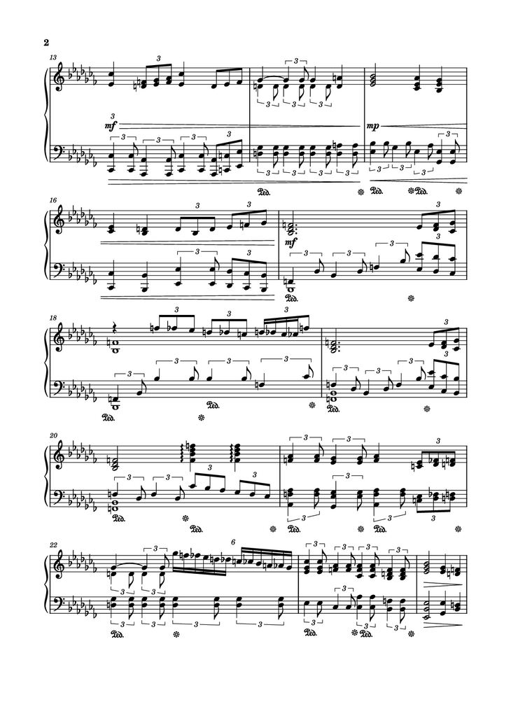 Page 2 of the piano sheet music PDF Piano - Fox Song theme (Alisa theme) Piano by Comp. Vladimir Bulaev