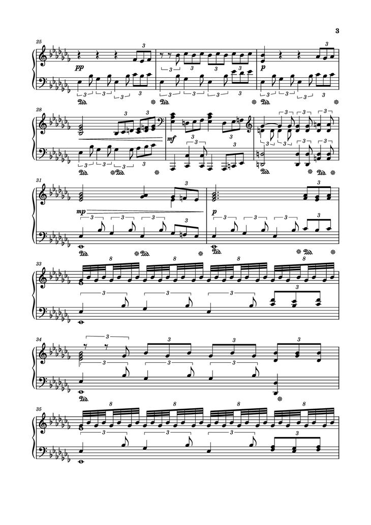 Page 3 of the piano sheet music PDF Piano - Fox Song theme (Alisa theme) Piano by Comp. Vladimir Bulaev