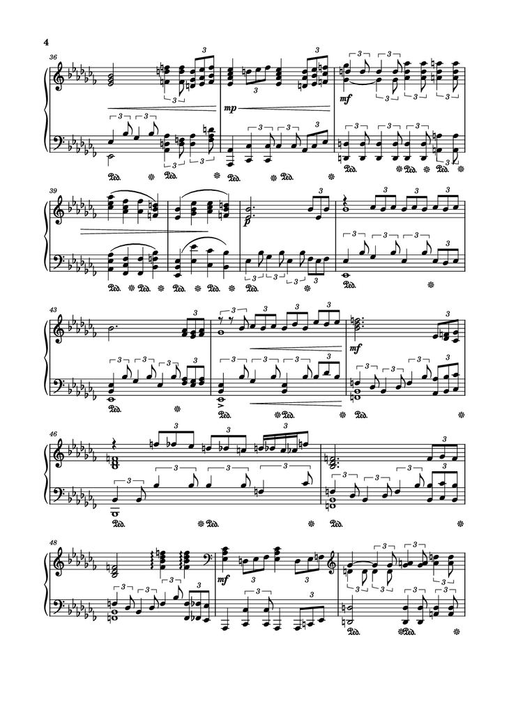 Page 4 of the piano sheet music PDF Piano - Fox Song theme (Alisa theme) Piano by Comp. Vladimir Bulaev