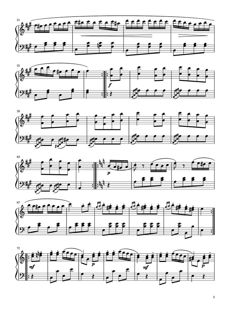 Page 3 of the piano sheet music PDF Piano - Sonata No. 11 by Wolfgang Amadeus Mozart (1756–1791