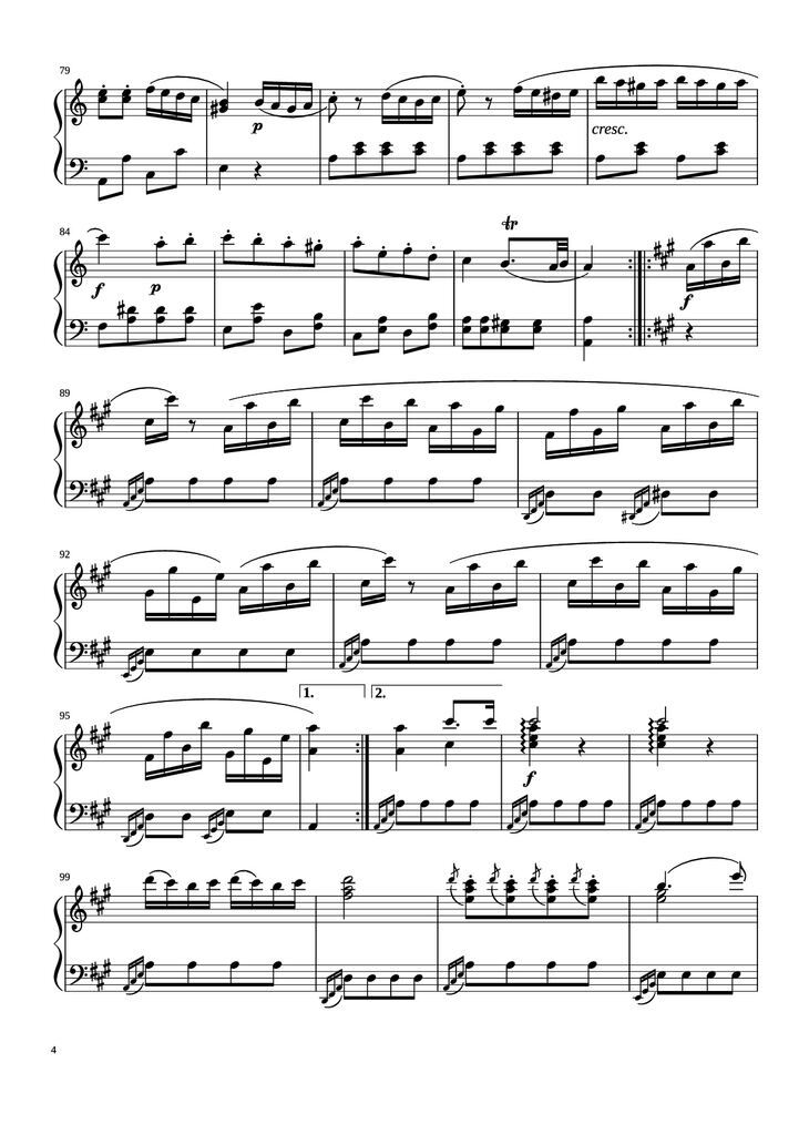 Page 4 of the piano sheet music PDF Piano - Sonata No. 11 by Wolfgang Amadeus Mozart (1756–1791