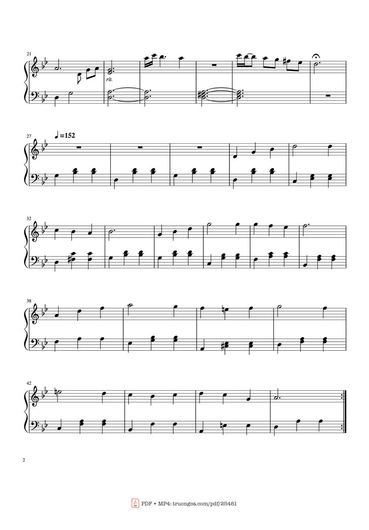 Page 2 of the piano sheet music PDF Piano - Merry Go Round of Life Piano for KID by Joe Hishashi