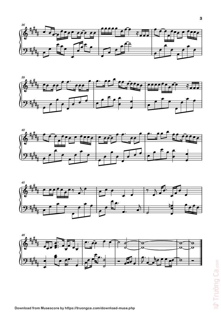 Page 3 of the piano sheet music PDF Piano - 孤独不孤单 Piano by 演唱：李怡然