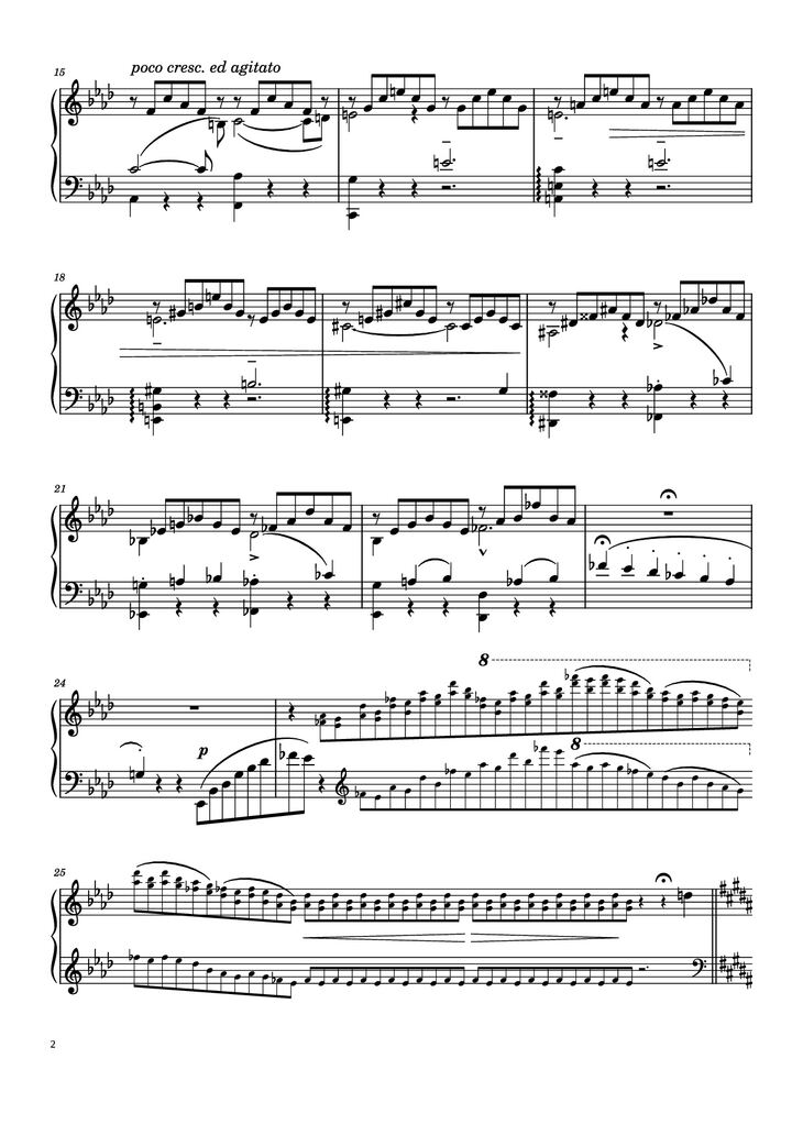 Page 2 of the piano sheet music PDF Piano - Liebestraum No. 3 in A♭ Major Piano by Franz Liszt