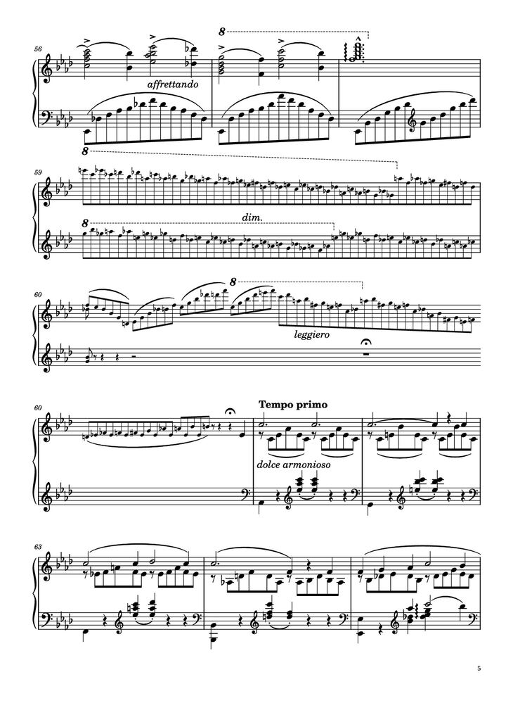 Page 5 of the piano sheet music PDF Piano - Liebestraum No. 3 in A♭ Major Piano by Franz Liszt