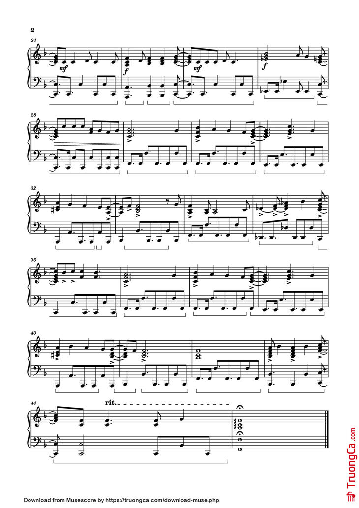 Page 2 of the piano sheet music PDF Piano - Blue Water Piano by Miho Morikawa