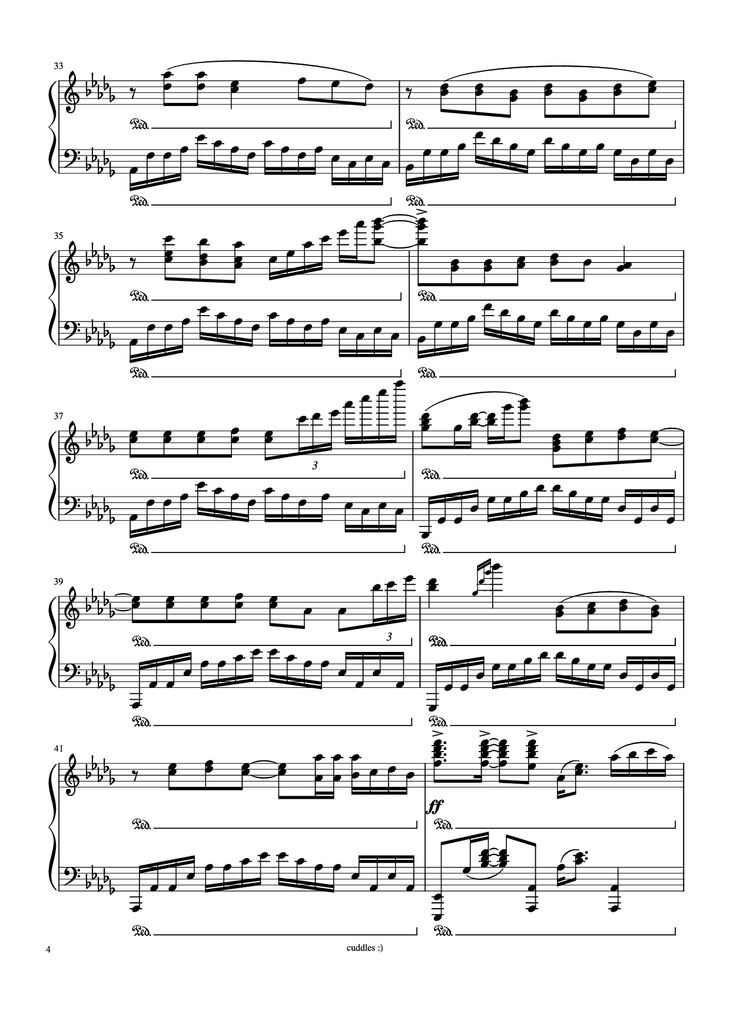 Page 4 of the piano sheet music PDF Piano - Never gonna give you up Piano by Arr. by shoes
