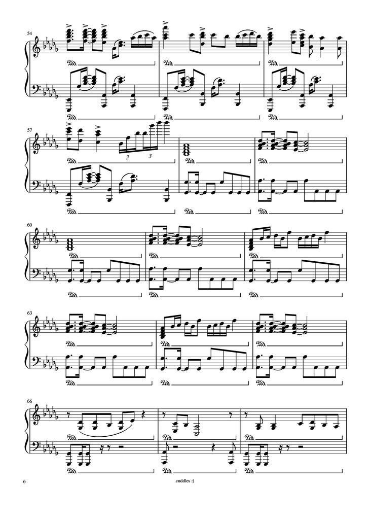 Page 6 of the piano sheet music PDF Piano - Never gonna give you up Piano by Arr. by shoes