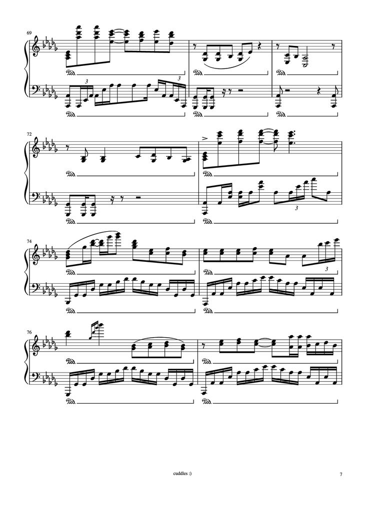 Page 7 of the piano sheet music PDF Piano - Never gonna give you up Piano by Arr. by shoes