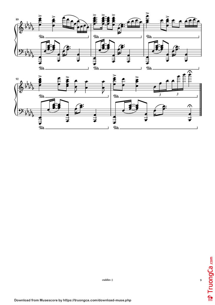 Page 9 of the piano sheet music PDF Piano - Never gonna give you up Piano by Arr. by shoes