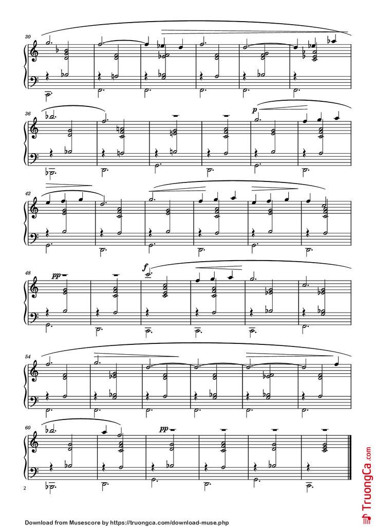 Page 2 of the piano sheet music PDF Piano - Gymnopédie No. 2 Piano by Erik Satie