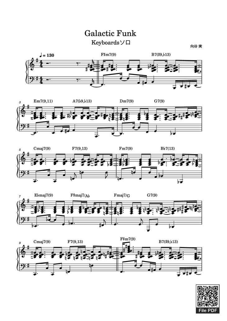 Page 1 of the piano sheet music PDF Piano - Galactic Funk Piano by 向谷 実