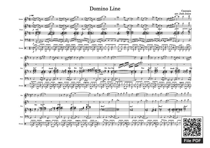 Page 1 of the piano sheet music PDF Piano Guitar Tab - Domino Line Piano by Caseopia