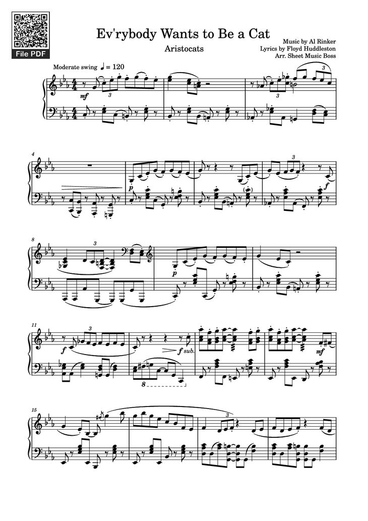 Page 1 of the piano sheet music PDF Piano - Ev