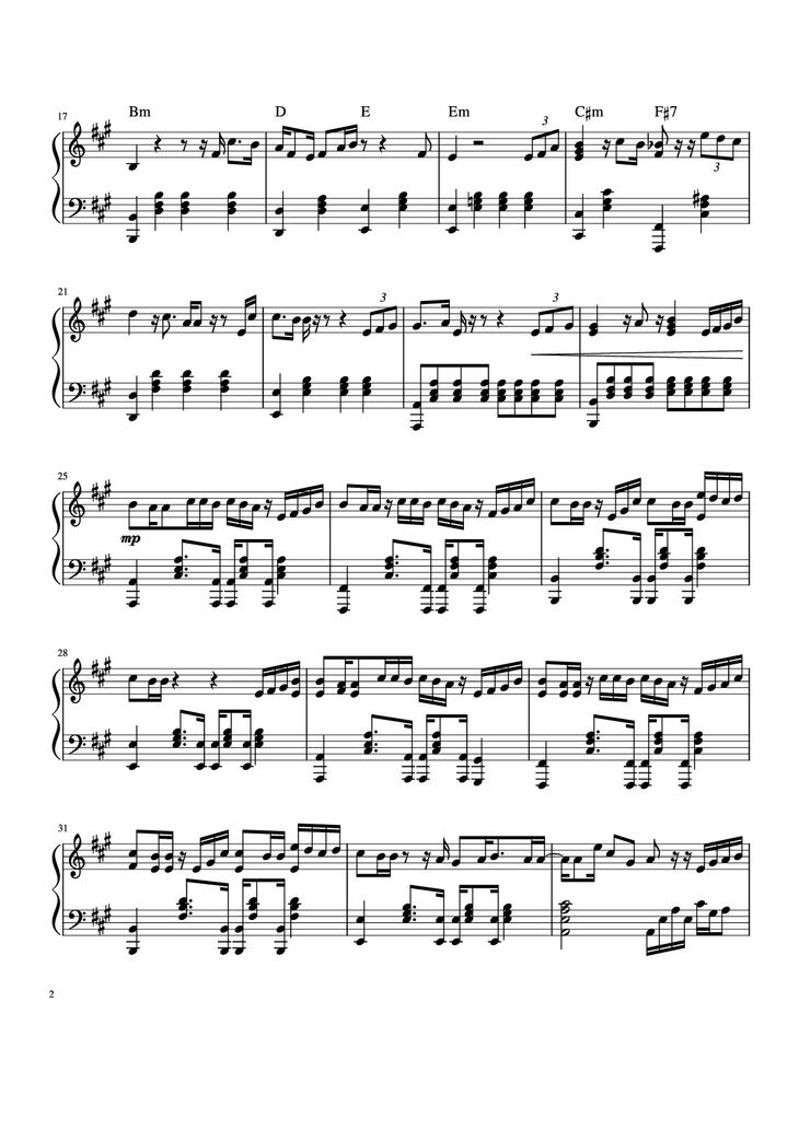 Page 2 of the piano sheet music PDF Piano - Chúng ta của hiện tại Piano by Sơn Tùng M-TP