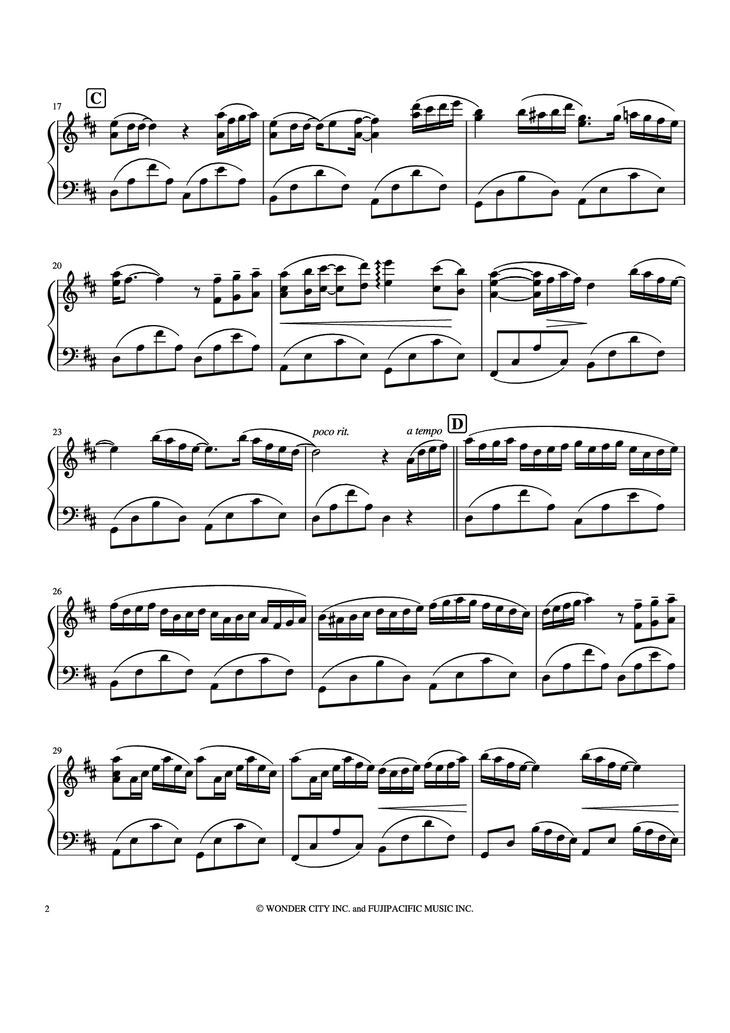 Page 2 of the piano sheet music PDF Piano - Spring Joe Hisaishi Piano by Joe Hisaishi