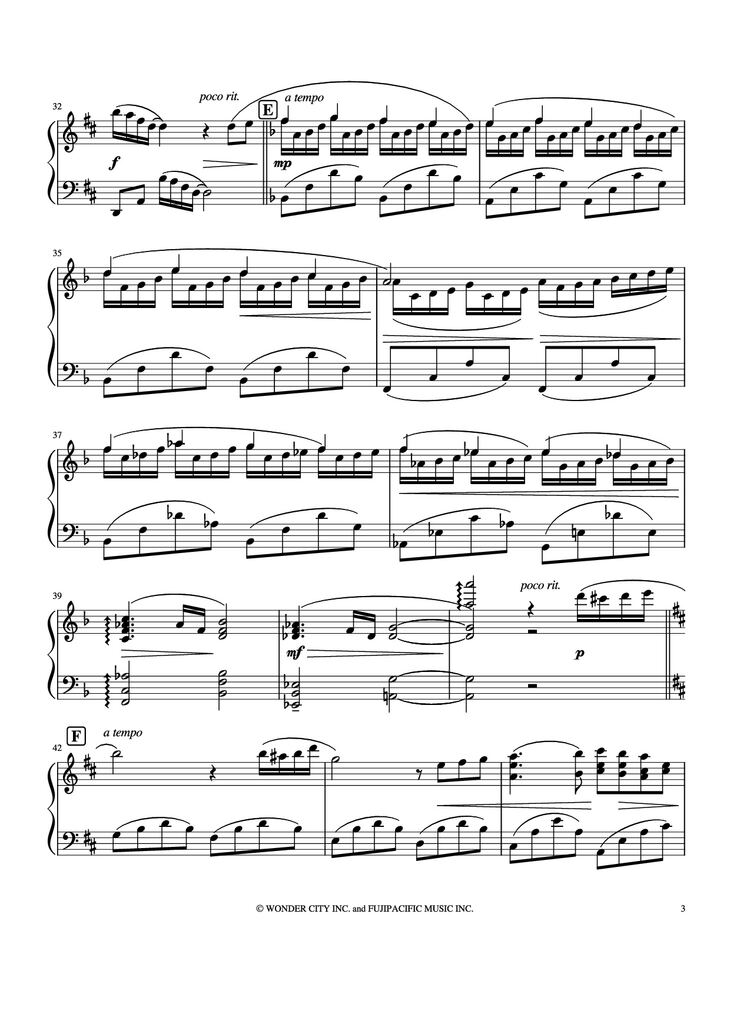 Page 3 of the piano sheet music PDF Piano - Spring Joe Hisaishi Piano by Joe Hisaishi