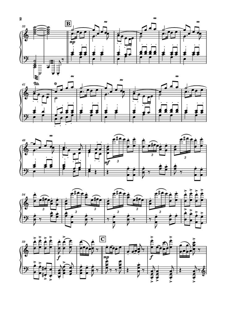 Page 2 of the piano sheet music PDF Piano - Spring Festival Overture Piano by Composed by Huanzhi Li 李焕之