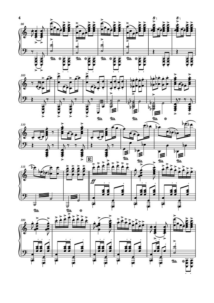 Page 4 of the piano sheet music PDF Piano - Spring Festival Overture Piano by Composed by Huanzhi Li 李焕之