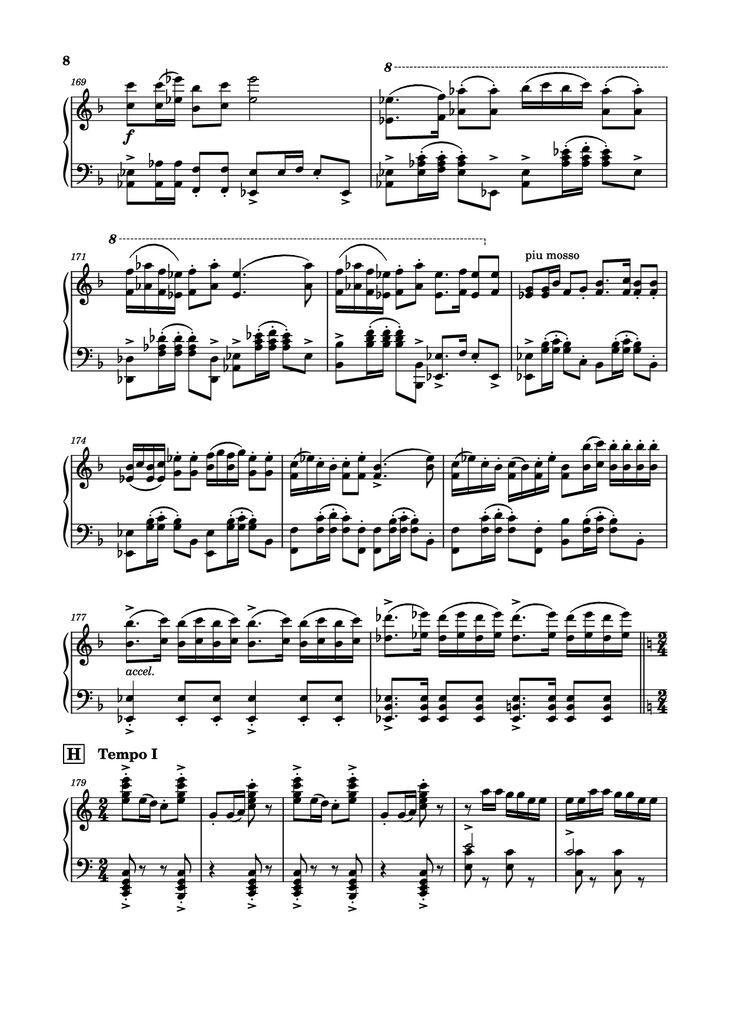 Page 8 of the piano sheet music PDF Piano - Spring Festival Overture Piano by Composed by Huanzhi Li 李焕之
