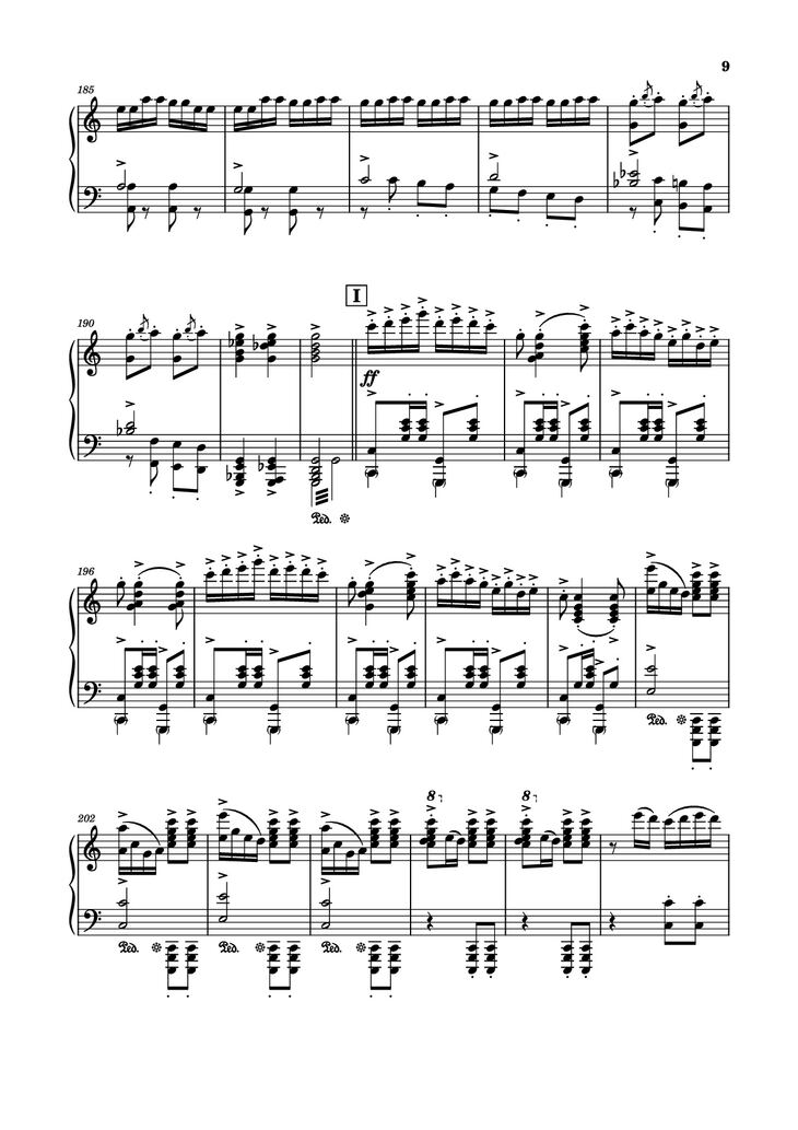 Page 9 of the piano sheet music PDF Piano - Spring Festival Overture Piano by Composed by Huanzhi Li 李焕之