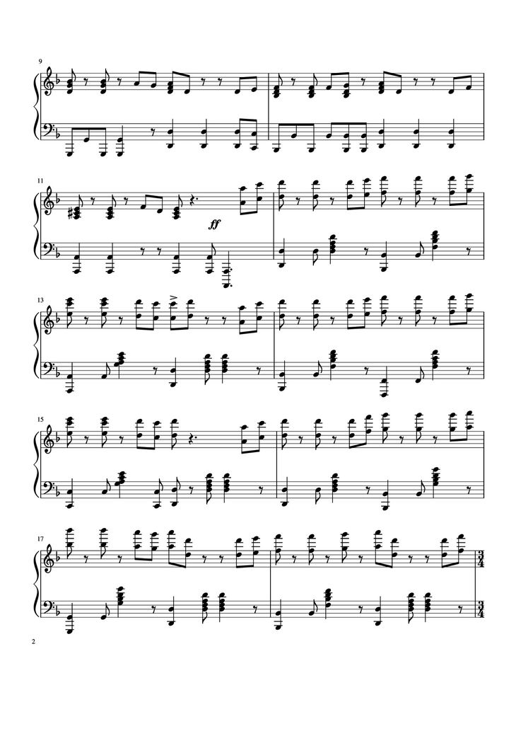 Page 2 of the piano sheet music PDF Piano - Pirates of the Caribbean Piano by Hans Zimmer & Klaus Badelt