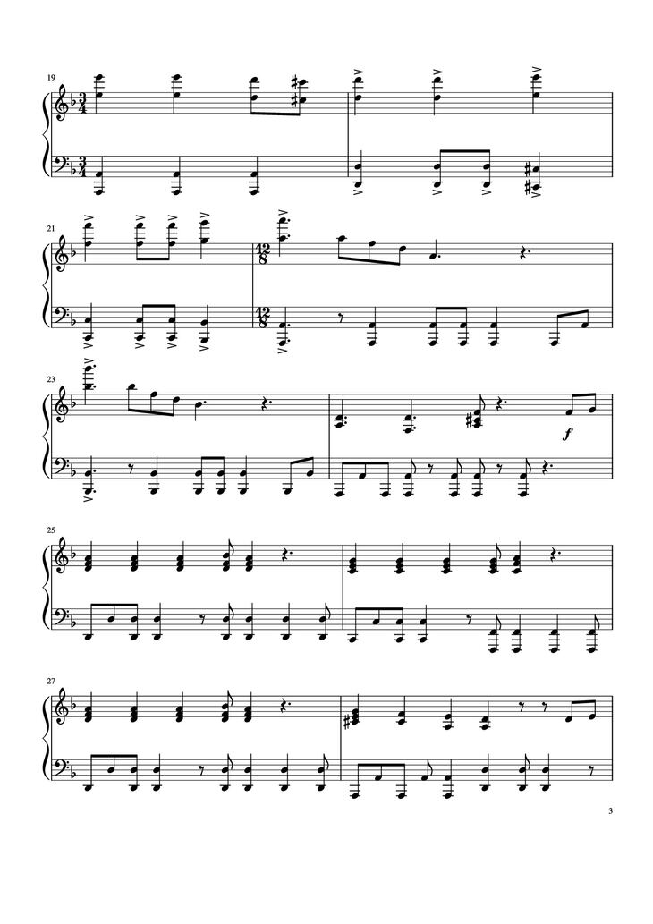 Page 3 of the piano sheet music PDF Piano - Pirates of the Caribbean Piano by Hans Zimmer & Klaus Badelt