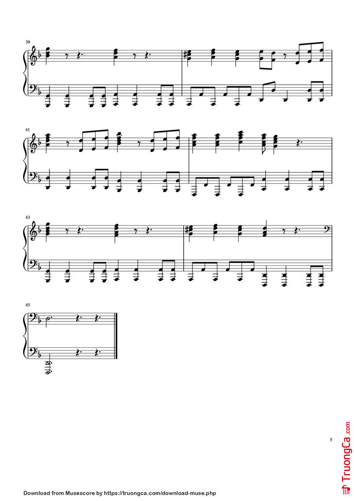 Page 5 of the piano sheet music PDF Piano - Pirates of the Caribbean Piano by Hans Zimmer & Klaus Badelt
