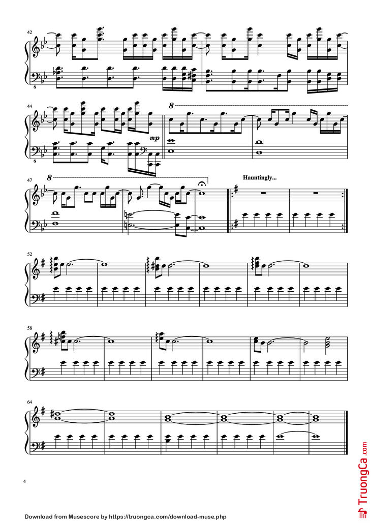 Page 4 of the piano sheet music PDF - Unfolded & I Remember My Name Piano by Jung Jae-il