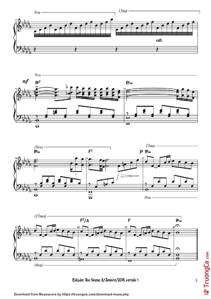 Page 5 of the piano sheet music PDF Piano - A Comme Amour Piano by Paul de Senneville