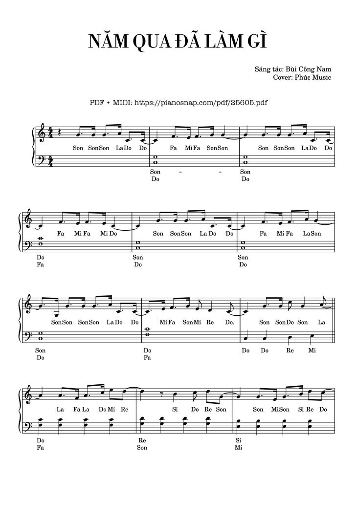 Page 1 of the piano sheet music PDF Piano - Năm Qua Đã Làm Gì Piano by Bùi Công Nam