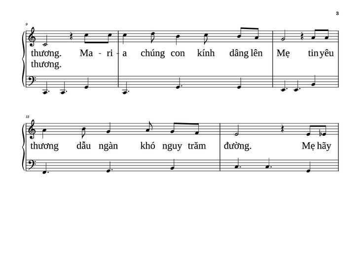 Page 3 of the piano sheet music PDF Piano - NỮ VƯƠNG MÙA XUÂN Piano dễ tập by VŨ MỘNG THƠ