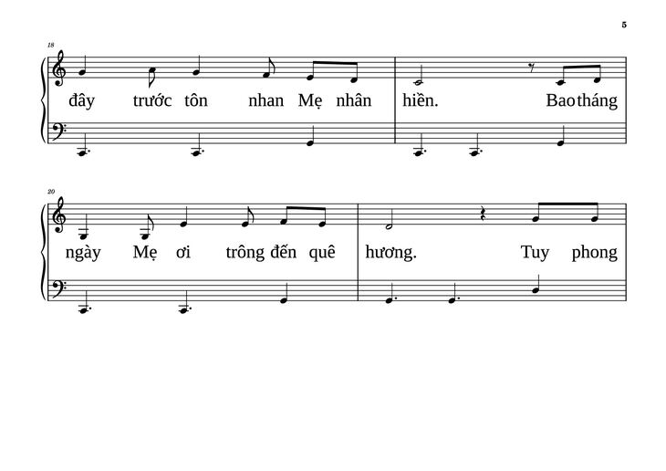 Page 5 of the piano sheet music PDF Piano - NỮ VƯƠNG MÙA XUÂN Piano dễ tập by VŨ MỘNG THƠ