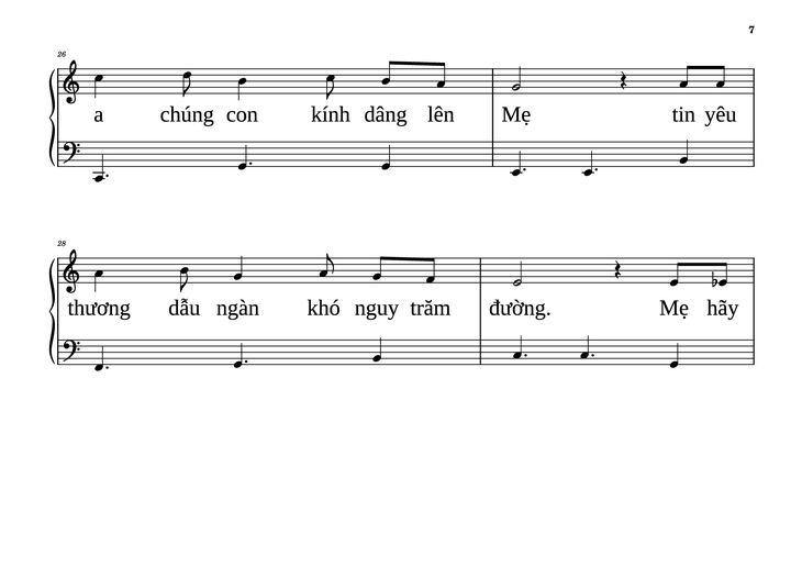 Page 7 of the piano sheet music PDF Piano - NỮ VƯƠNG MÙA XUÂN Piano dễ tập by VŨ MỘNG THƠ