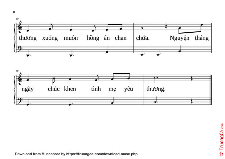 Page 8 of the piano sheet music PDF Piano - NỮ VƯƠNG MÙA XUÂN Piano dễ tập by VŨ MỘNG THƠ