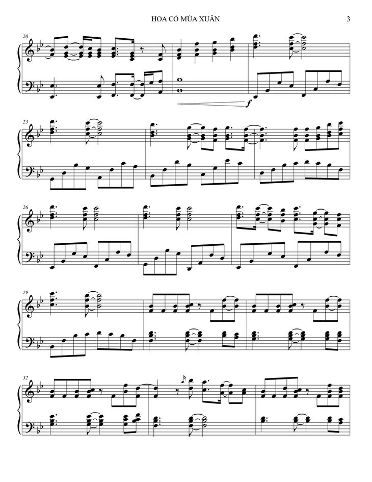 Page 3 of the piano sheet music PDF - Hoa cỏ mùa xuân Piano by Bảo Chấn