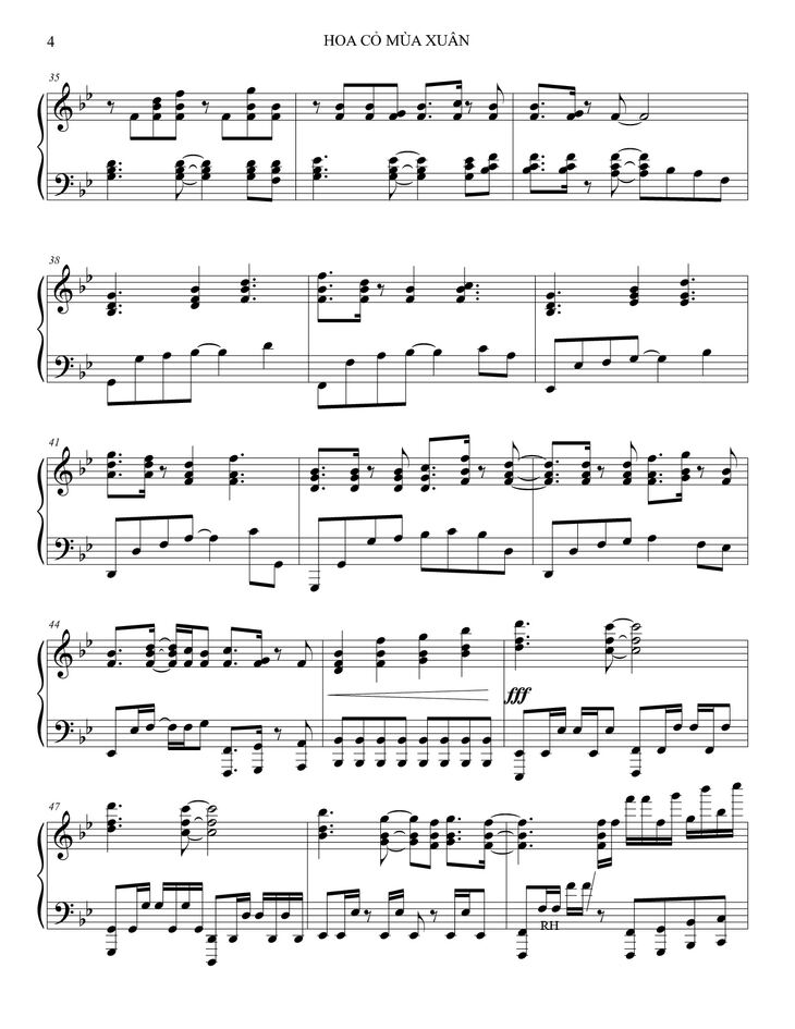 Page 4 of the piano sheet music PDF - Hoa cỏ mùa xuân Piano by Bảo Chấn