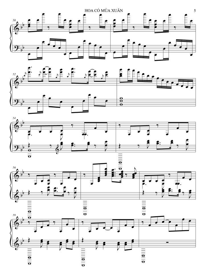Page 5 of the piano sheet music PDF - Hoa cỏ mùa xuân Piano by Bảo Chấn