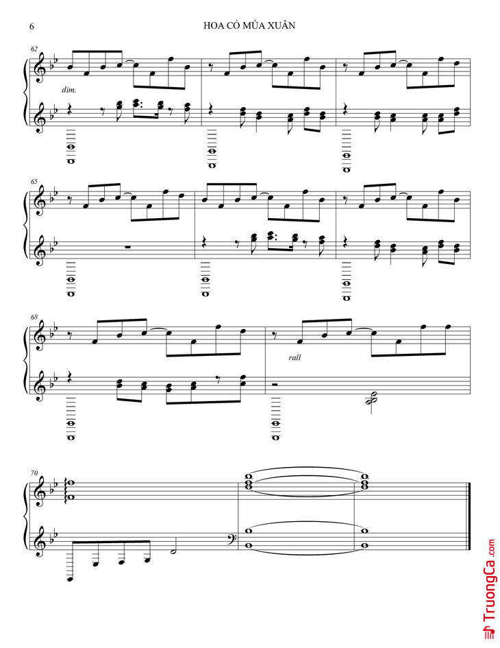 Page 6 of the piano sheet music PDF - Hoa cỏ mùa xuân Piano by Bảo Chấn