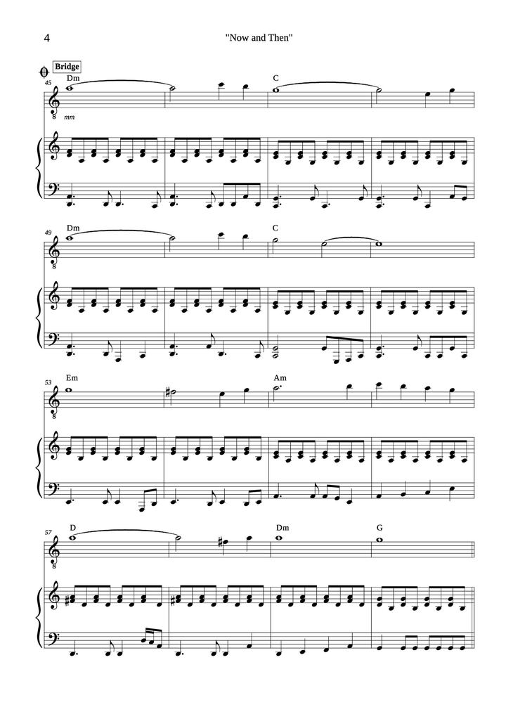 Page 4 of the piano sheet music PDF Piano - Now and Then Piano by Composed by John Lennon, Paul McCartney