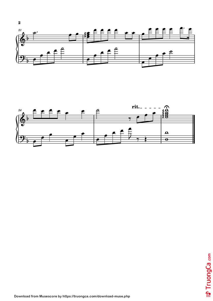 Page 2 of the piano sheet music PDF Piano - Tái sinh Piano dễ by Tăng Duy Tân