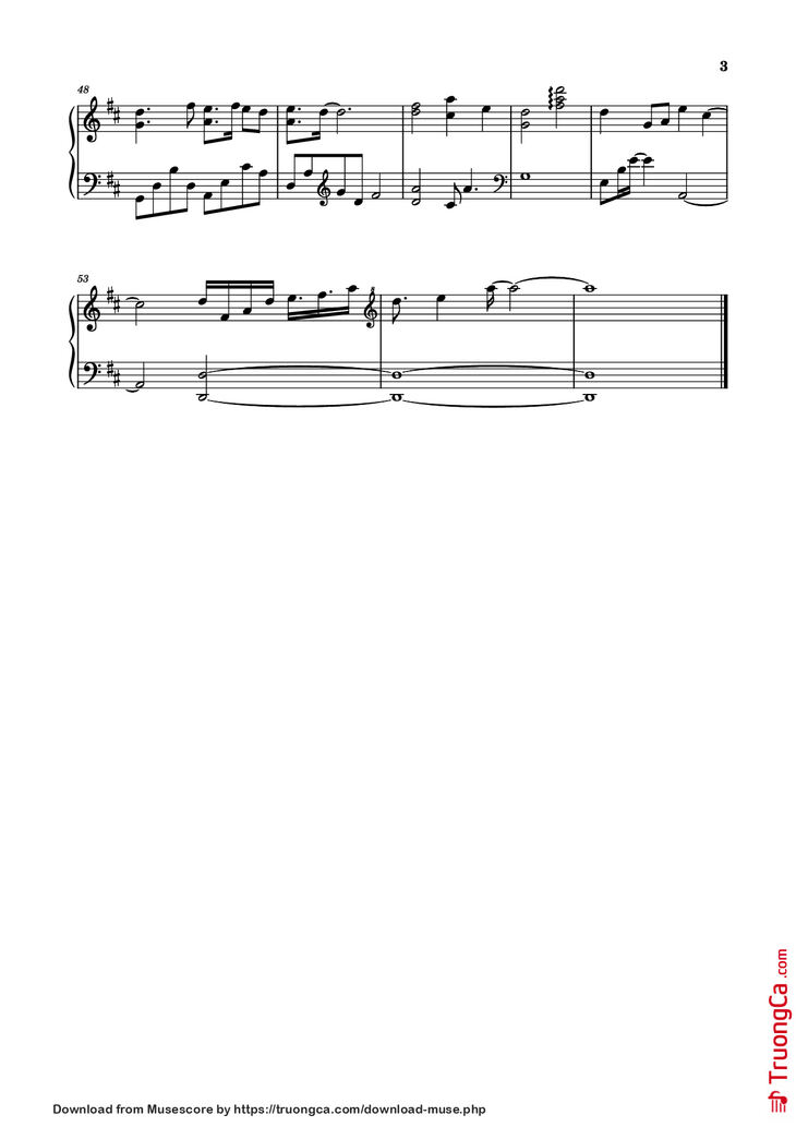Page 3 of the piano sheet music PDF Piano - 月光照人间 Piano by 演唱/作曲：前男友/李怡然