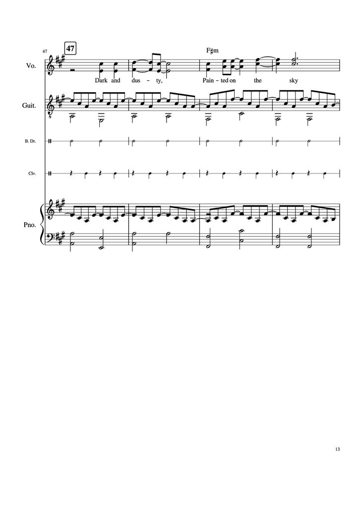 Page 13 of the piano sheet music PDF Piano Guitar Tab - Take Me Home, Country Roads Piano by John Denver, Bill Danoff, et al
