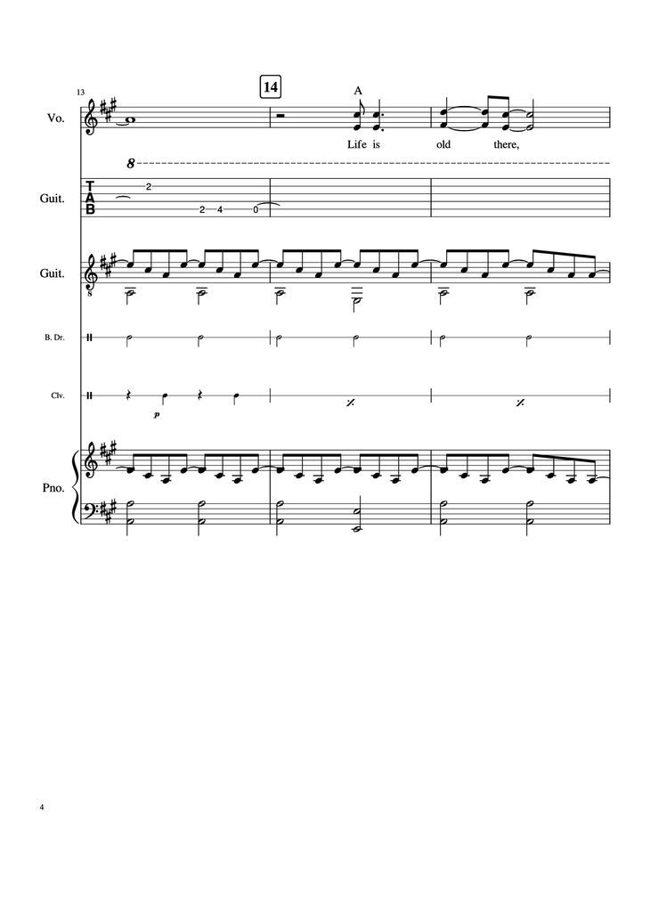 Page 4 of the piano sheet music PDF Piano Guitar Tab - Take Me Home, Country Roads Piano by John Denver, Bill Danoff, et al