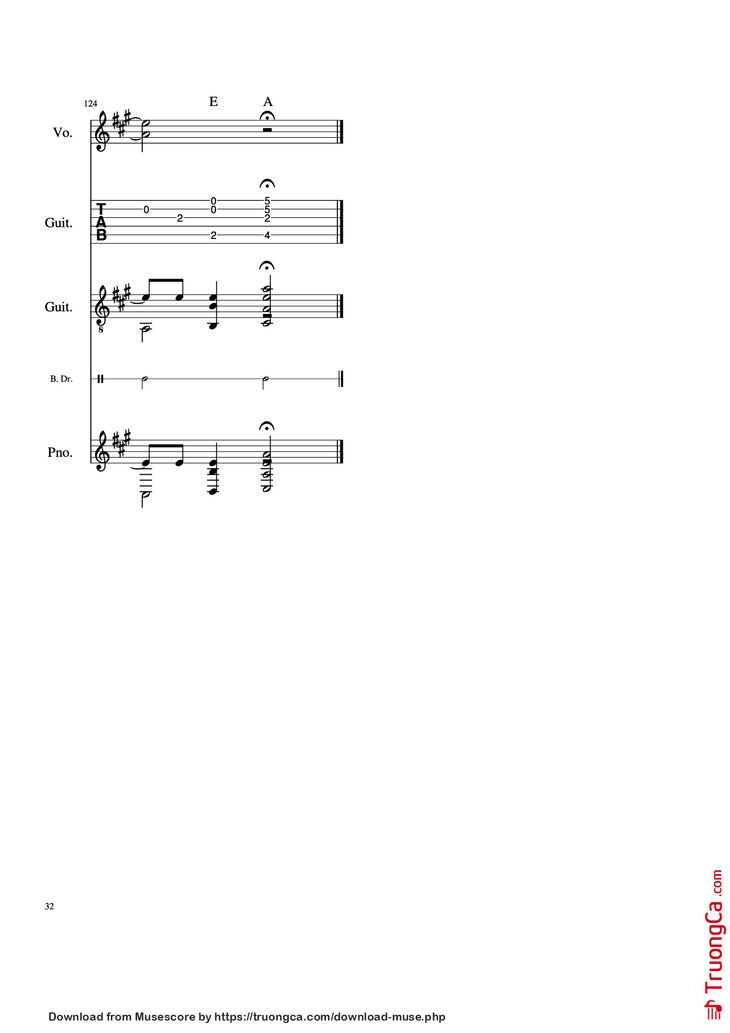 Page 32 of the piano sheet music PDF Piano Guitar Tab - Take Me Home, Country Roads Piano by John Denver, Bill Danoff, et al