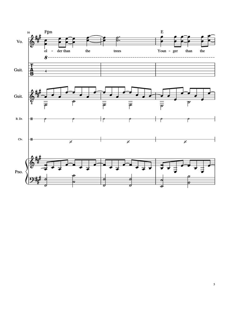 Page 5 of the piano sheet music PDF Piano Guitar Tab - Take Me Home, Country Roads Piano by John Denver, Bill Danoff, et al