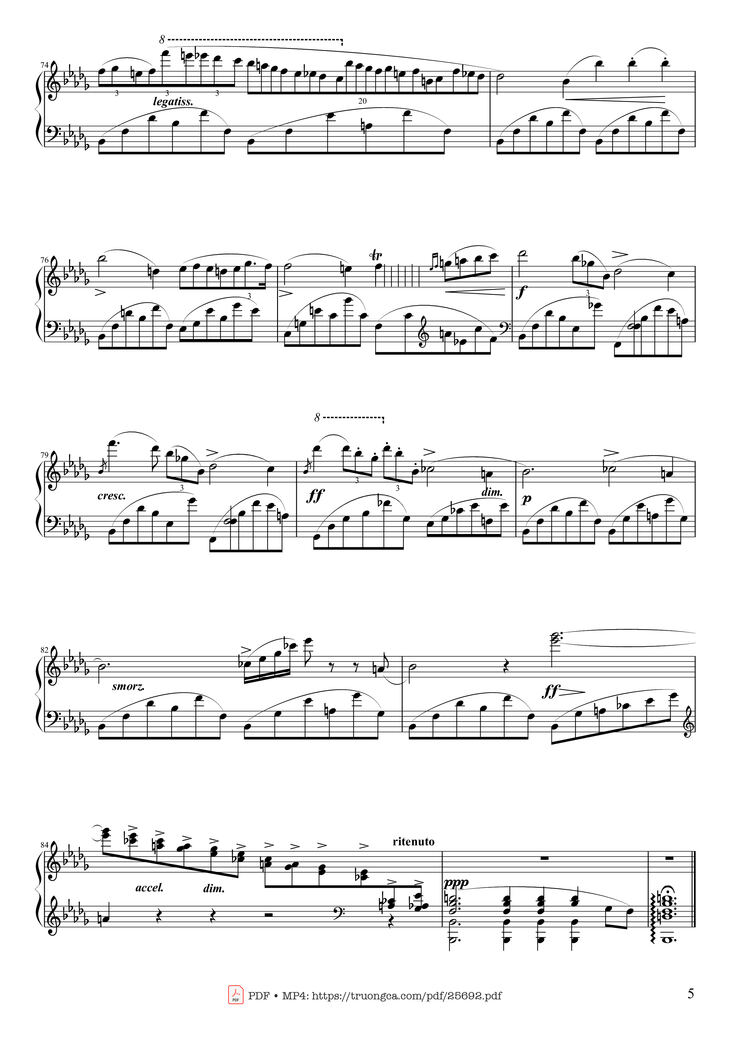 Page 5 of the piano sheet music PDF Piano - Nocturne Op. 9 No. 1 by Chopin