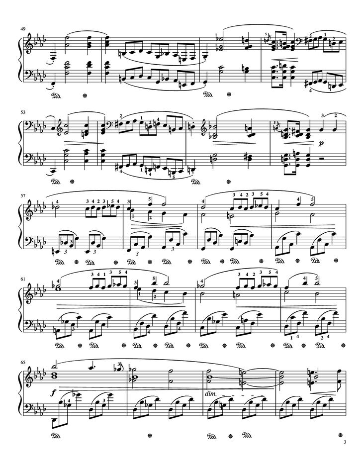 Page 3 of the piano sheet music PDF Piano - Nocturne Op. 55, No. 1 Piano by Chopin