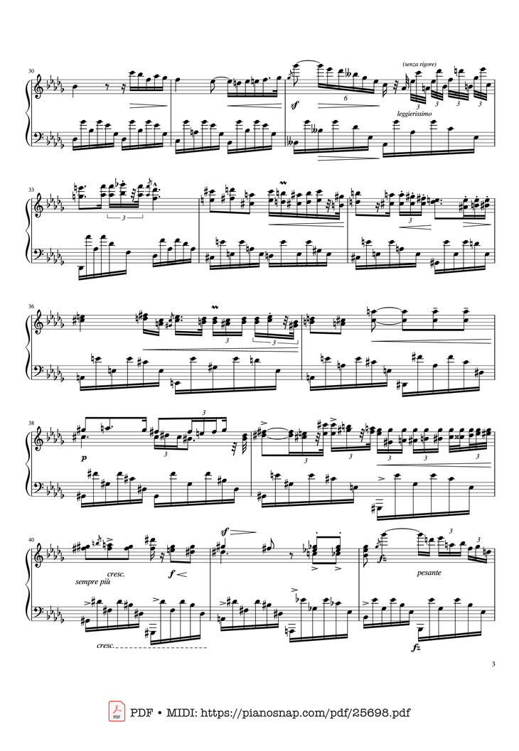 Page 3 of the piano sheet music PDF Piano - Nocturne in D-Flat Major Piano by Frédéric Chopin