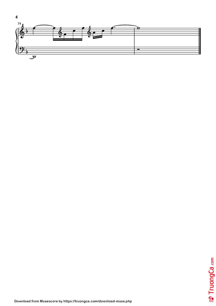 Page 4 of the piano sheet music PDF Piano - 爱无所畏 Piano by 莫文蔚